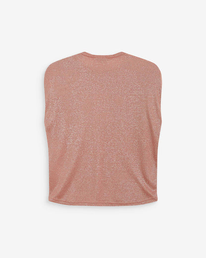 Top en lurex col rond sans manches rose Winny