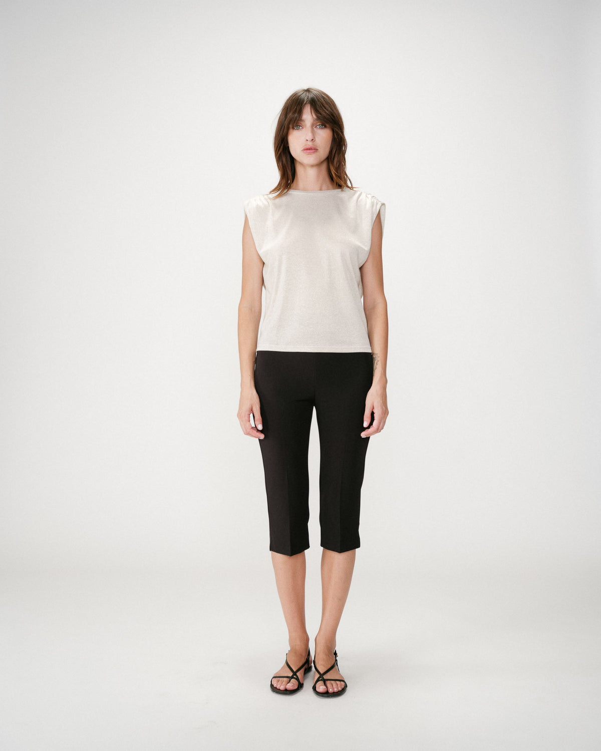 Top en lurex col rond sans manches silver Winny
