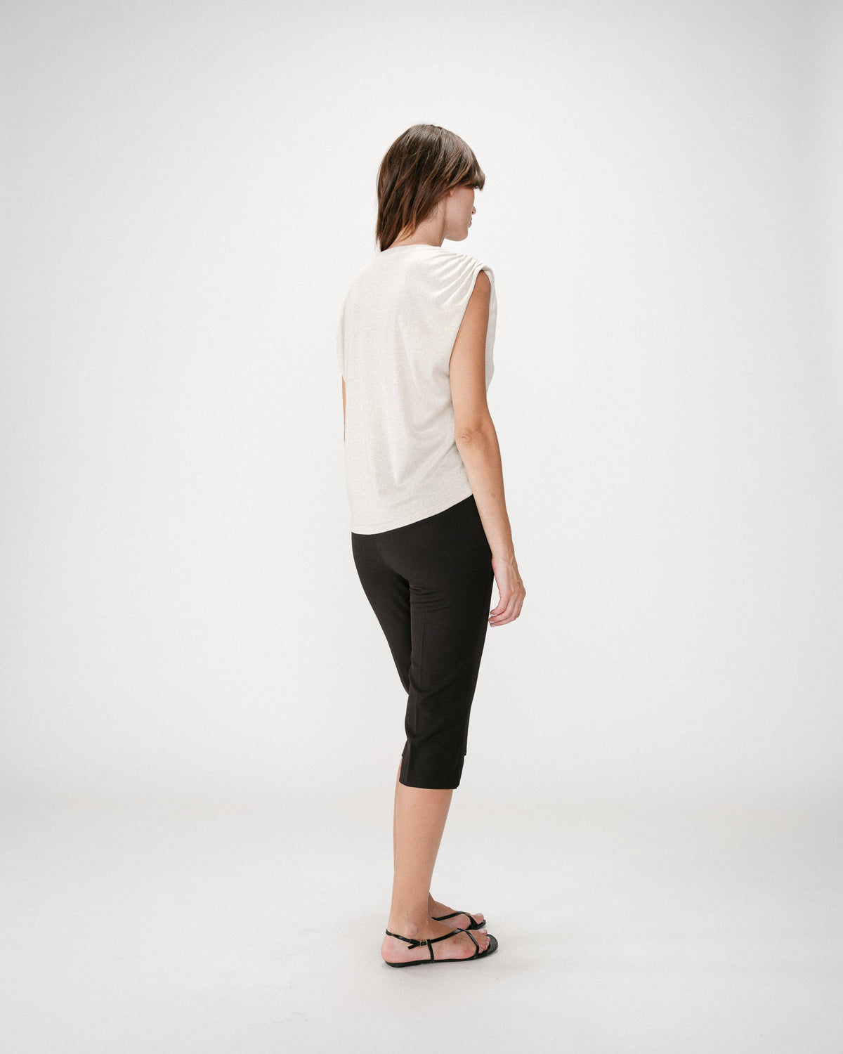 Top en lurex col rond sans manches silver Winny