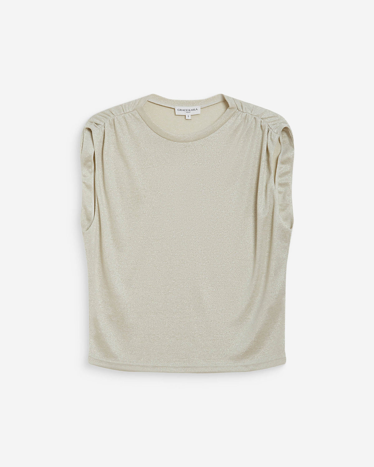 Top en lurex col rond sans manches silver Winny