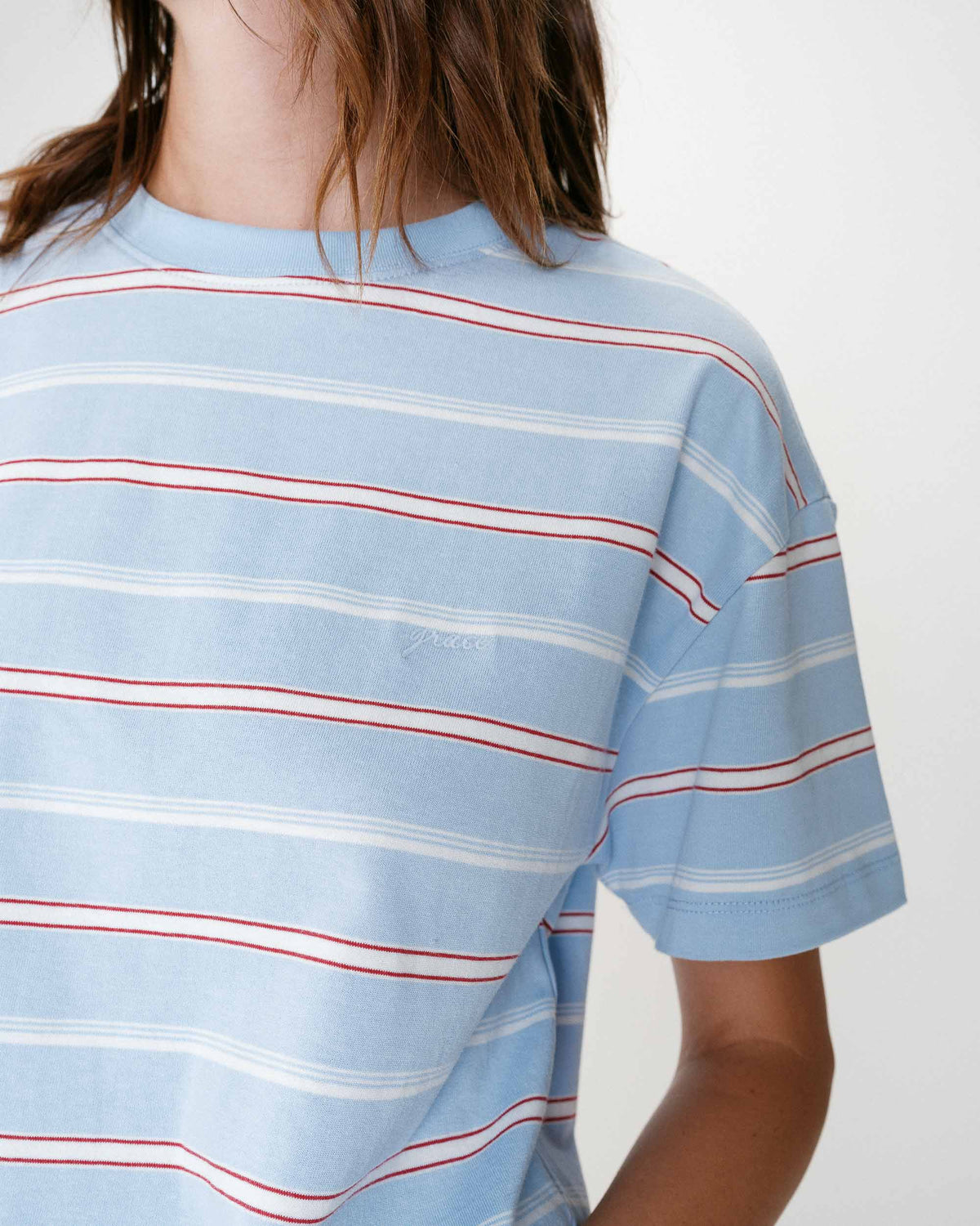 T-shirt oversize en coton rayé manches courtes ciel Welson