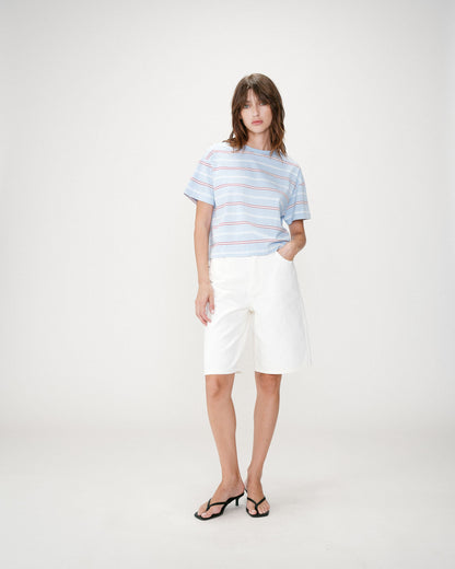 T-shirt oversize en coton rayé manches courtes ciel Welson