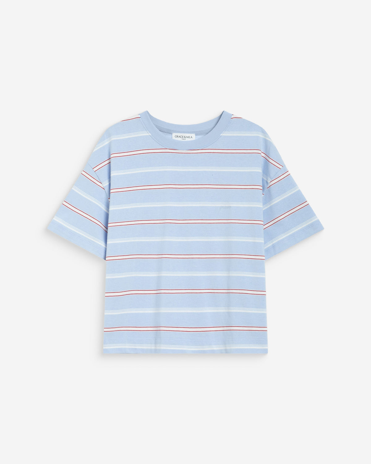 T-shirt oversize en coton rayé manches courtes ciel Welson