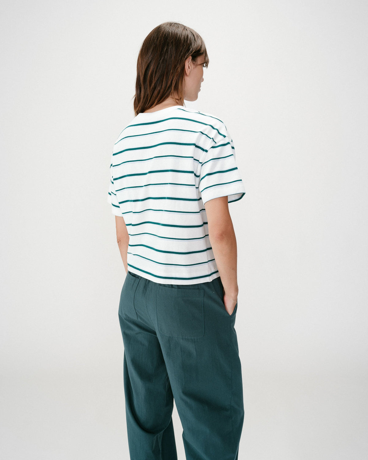 T-shirt oversize en coton rayé manches courtes ivoire Welson