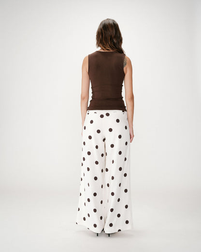 Top drapé asymétrique sans manches chocolat Wagner