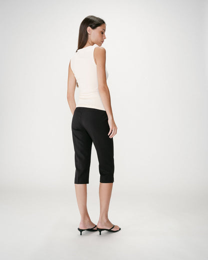Top drapé asymétrique sans manches ecru Wagner