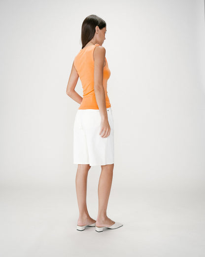 Top drapé asymétrique sans manches orange Wagner