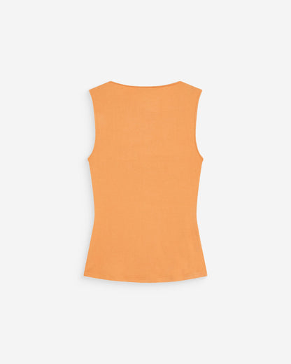 Top drapé asymétrique sans manches orange Wagner