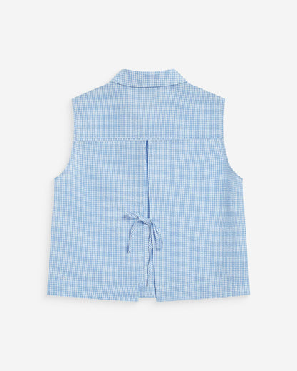 Chemise en coton vichy sans manches ciel Windell