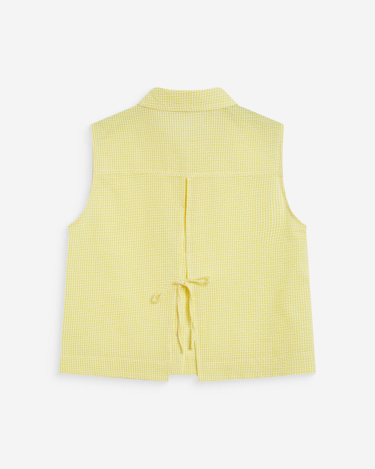Chemise en coton vichy sans manches jaune Windell