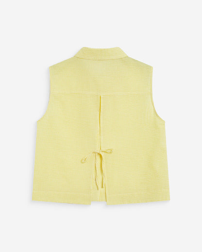 Chemise en coton vichy sans manches jaune Windell