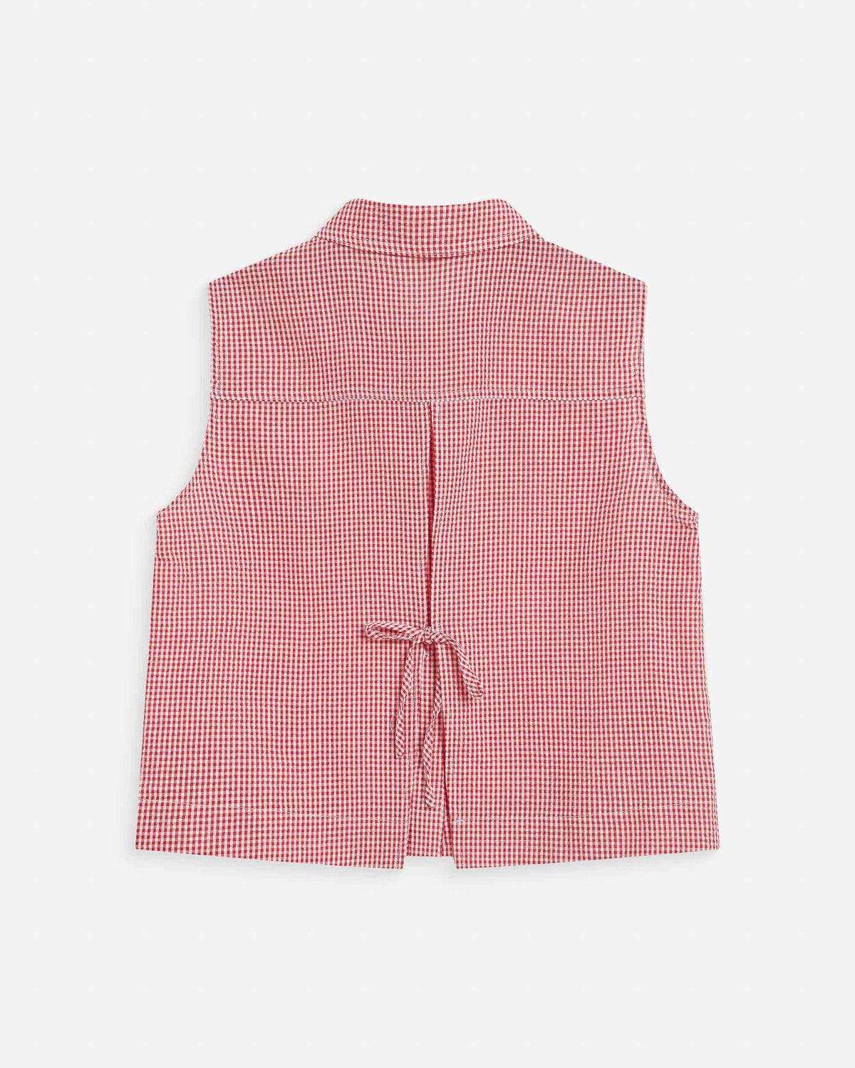 Chemise en coton vichy sans manches rouge Windell