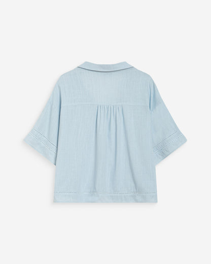 Chemise large manches courtes dentelle ciel Winka