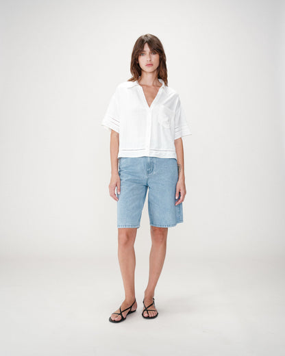 Chemise large manches courtes dentelle white Winka