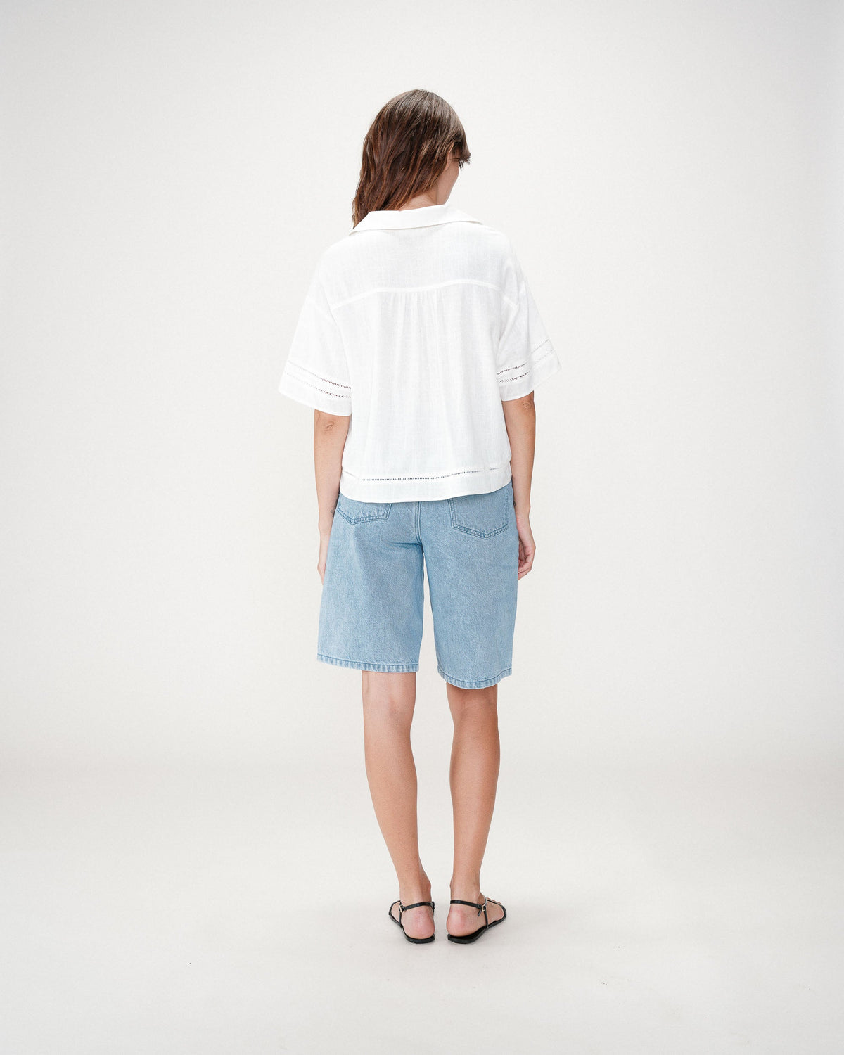 Chemise large manches courtes dentelle white Winka