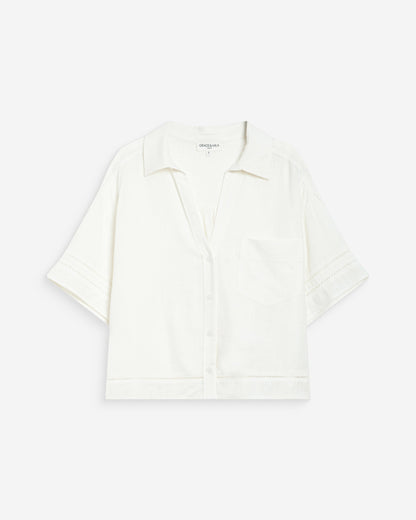 Chemise large manches courtes dentelle white Winka