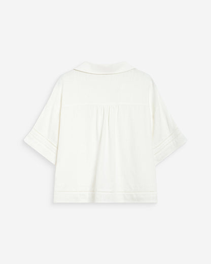 Chemise large manches courtes dentelle white Winka