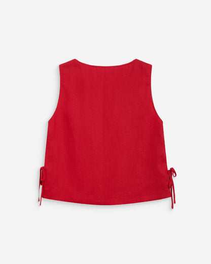 Top droit sans manches à nouer rouge Wesca
