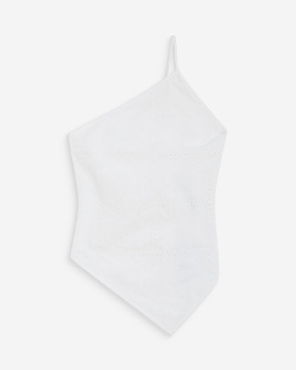 Top en coton brodé asymétrique dos nu white Waiting