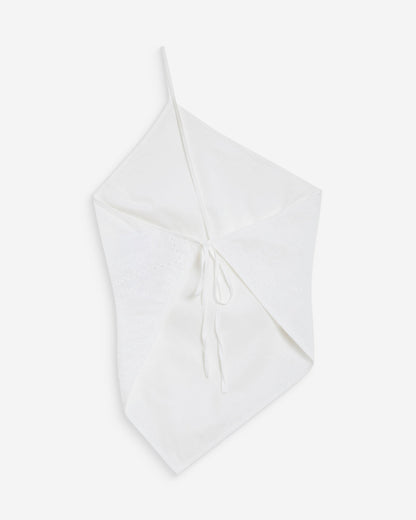 Top en coton brodé asymétrique dos nu white Waiting