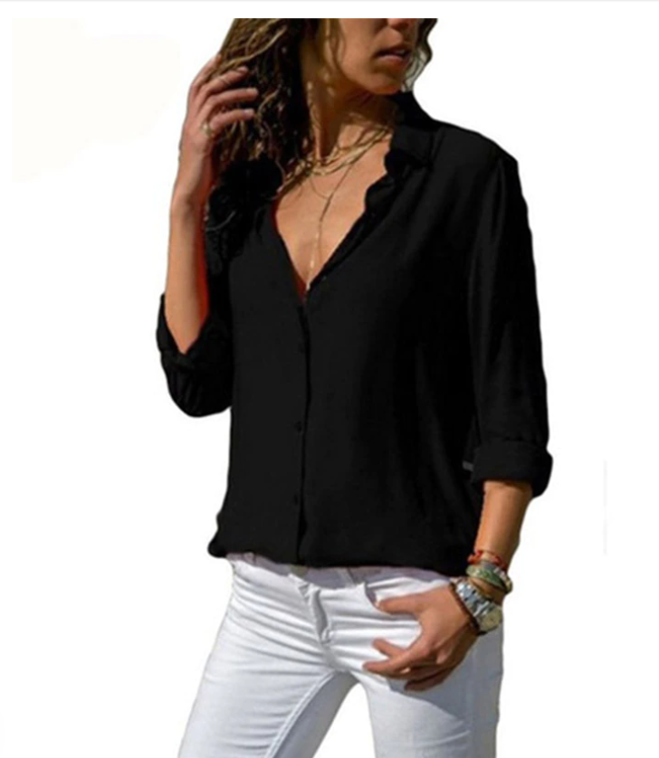 Dorianne | Blouse Femme à Manches Longues et Boutons Casual