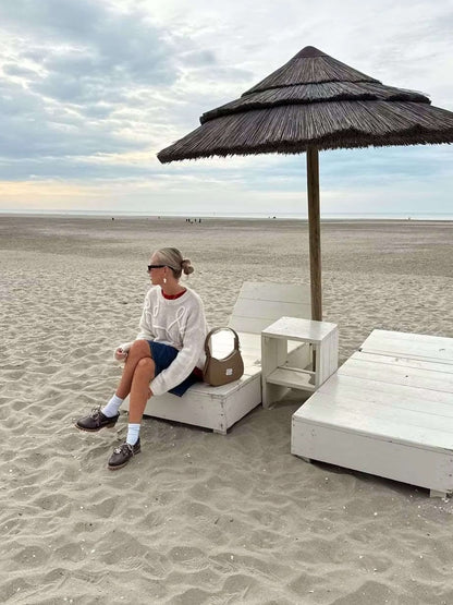 Madeleine | Pull Femme Oversize Col Rond à Motifs Brodés Élégants