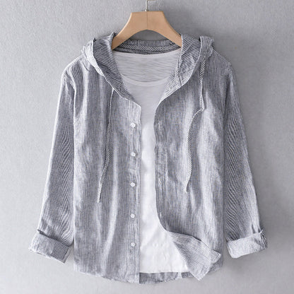 Lina | Blouse en Lin Respirant à Capuche avec Col Rond