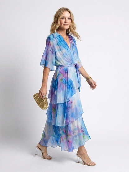 Calista | Robe maxi à décolleté en V et taille à nouer