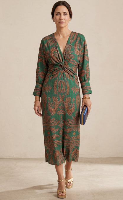 Isadora™ – Robe Midi Élégante avec Imprimé au Charme Intemporel