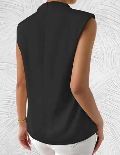 Laurianne | Blouse d’Été Femme Sans Manches à Col Rond et Pliage Élégant
