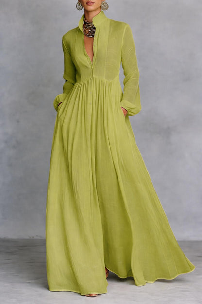 Selena | Robe Maxi avec Boutons Frontaux Fluides