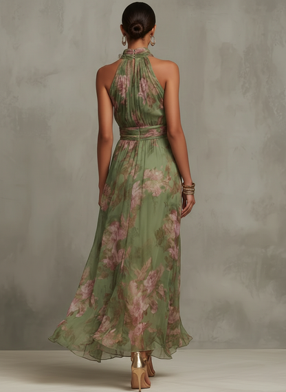 Livia™| Robe maxi halter florale élégante