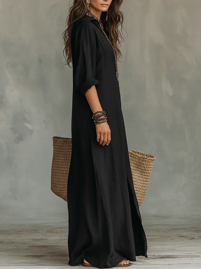 Soline | Robe maxi avec boutons et décolleté en V décontracté