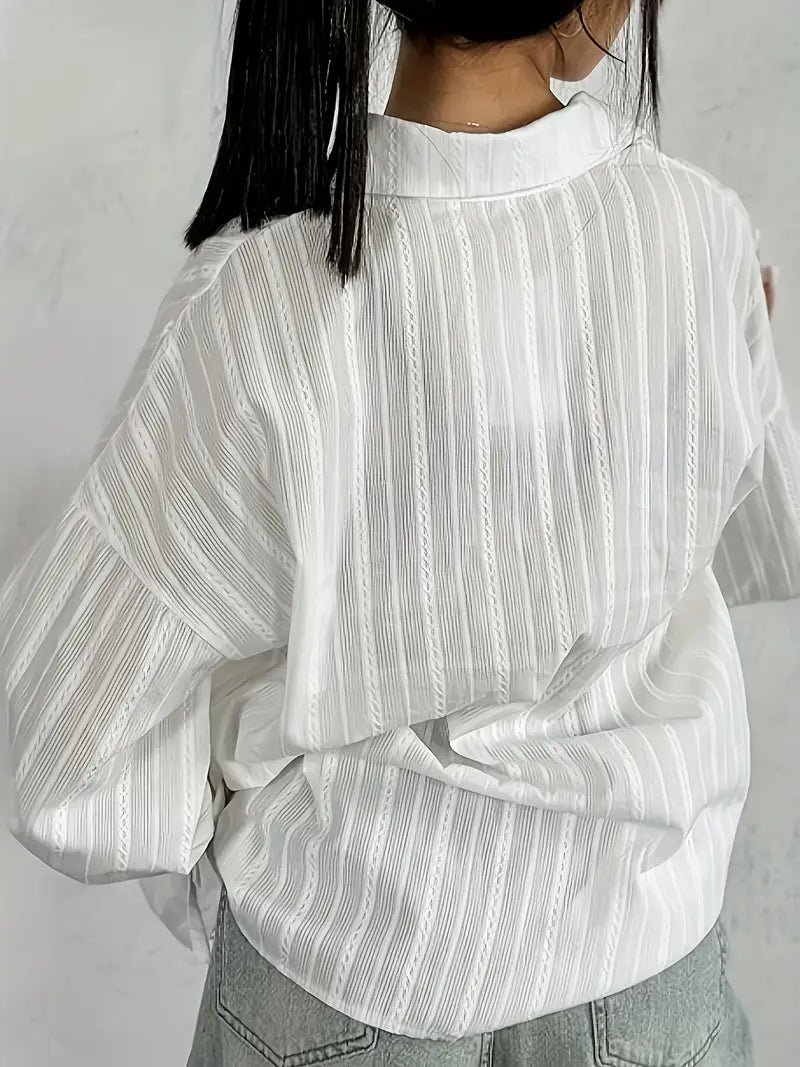 Audeleine | Chemise Femme Rayée à Col Revers et Manches Longues Boutonnées