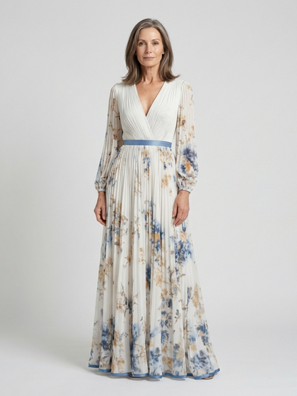 Lavinia | Robe Maxi à Manches Longues et Décolleté en V avec Imprimé Floral