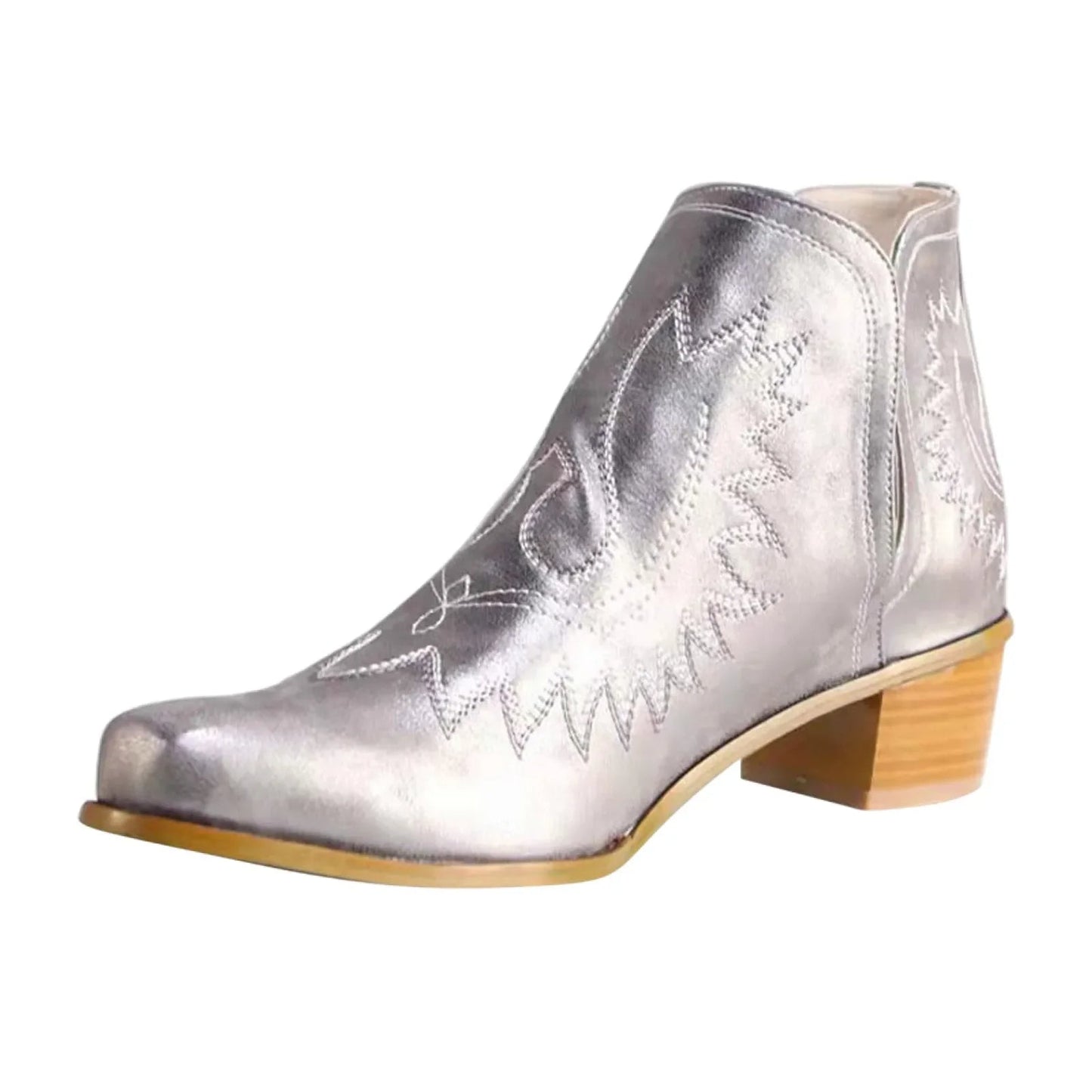 Estika | Bottes Western pour Femme avec Talon Bloc et Broderie Rétro