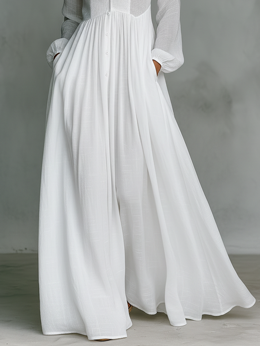 Selena | Robe Maxi avec Boutons Frontaux Fluides
