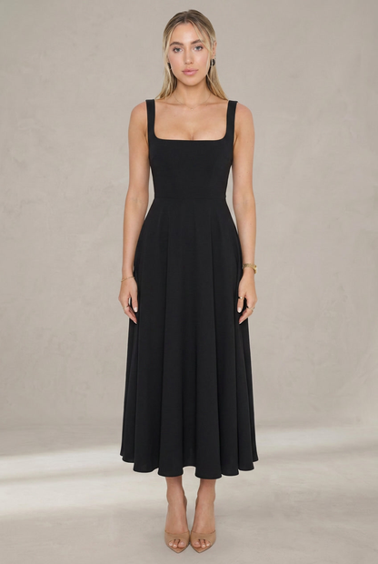 Grace | Robe midi fluide à décolleté carré
