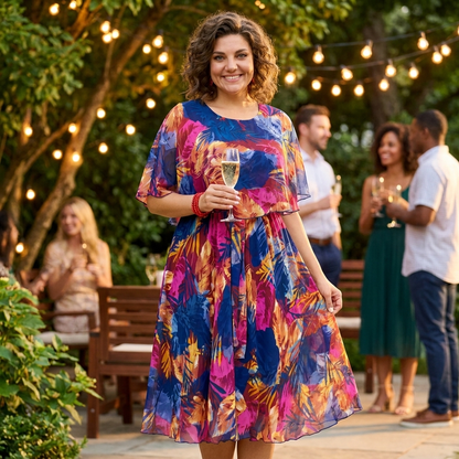 Aitana | Robe midi avec imprimé vibrant