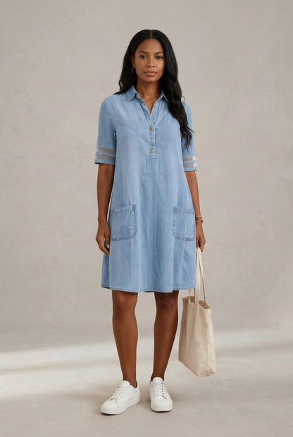 Bretagne | Robe en denim qui met en valeur la silhouette
