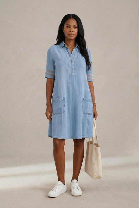 Bretagne | Robe en denim qui met en valeur la silhouette