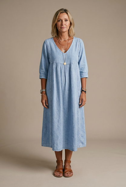 Alba | Robe maxi avec imprimé floral artistique et coton premium