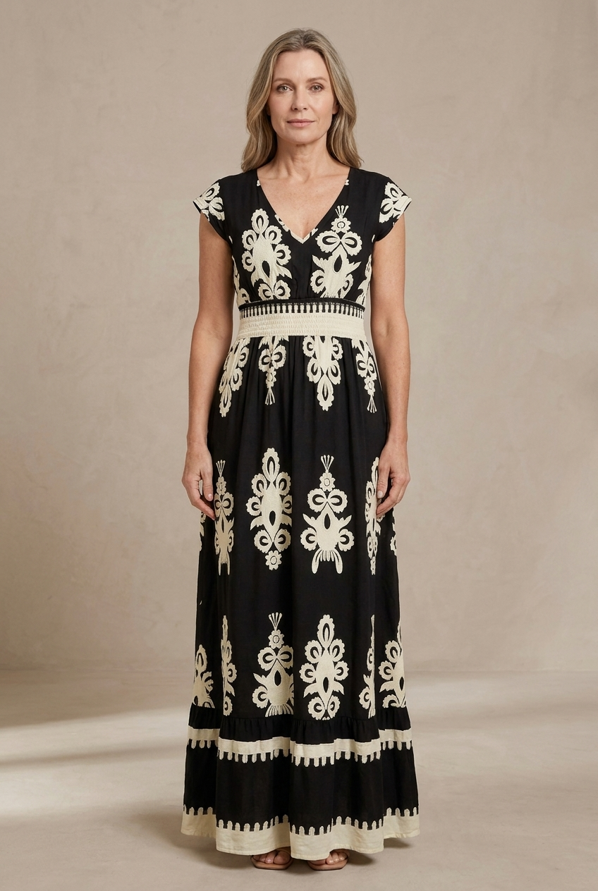 Candela | Robe maxi baroque avec décolleté en V