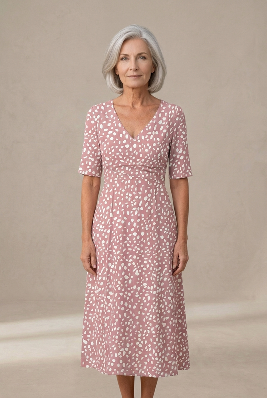 Colette | Robe midi fluide à imprimé à pois et effet réducteur