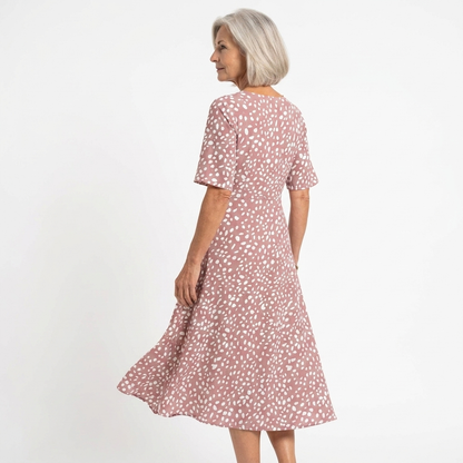 Colette | Robe midi fluide à imprimé à pois et effet réducteur