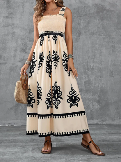 Martina | Robe maxi avec imprimé artistique et taille élastique