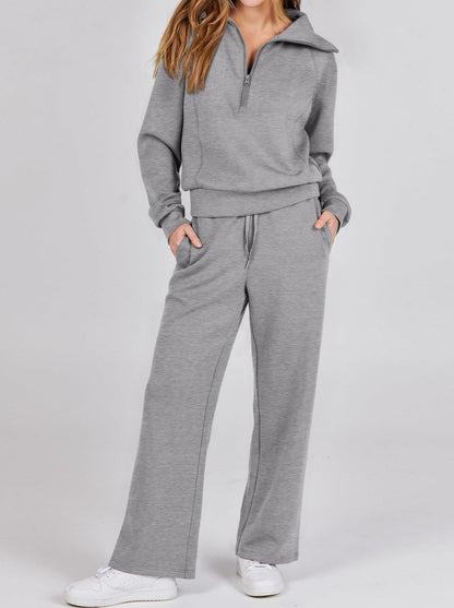 Genzie | Ensemble Femme 2 Pièces - Sweat Oversize et Pantalon à Jambes Larges