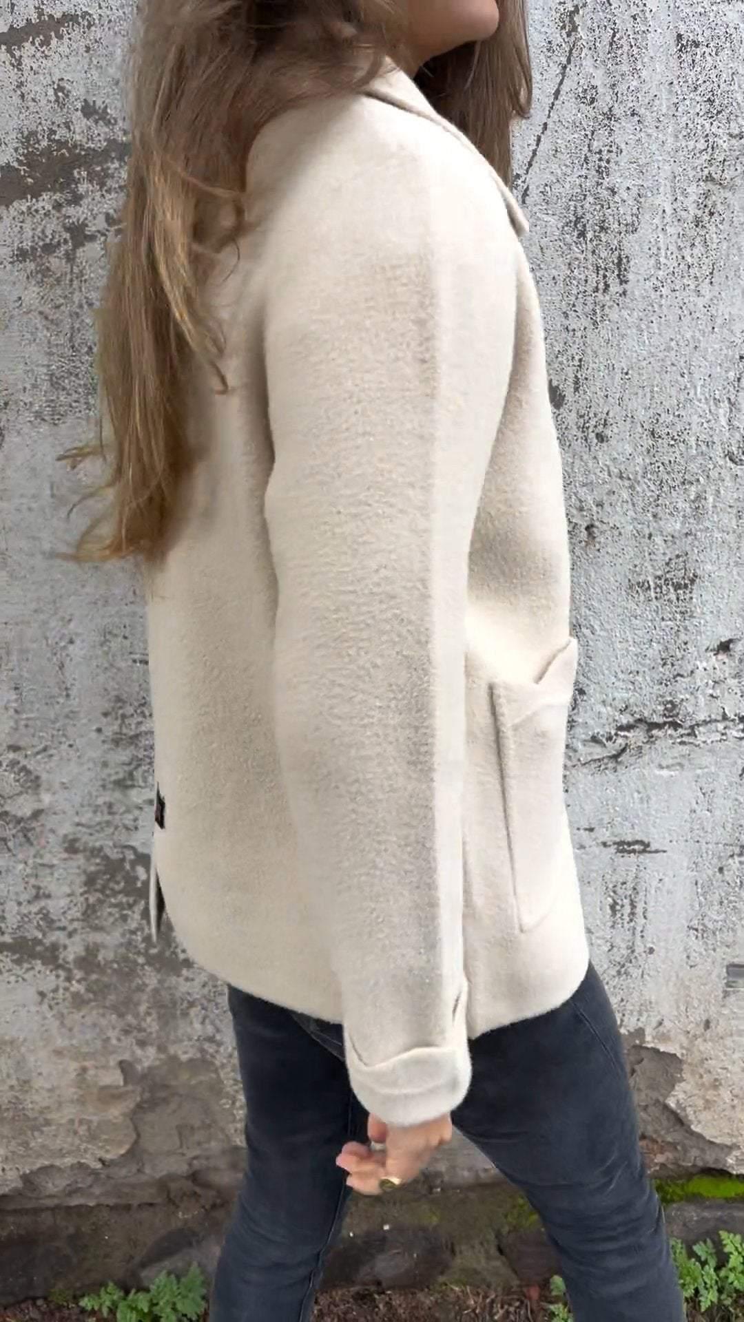 Basilea | Cardigan Épais Femme Col Revers avec Poches Latérales, Élégance et Confort