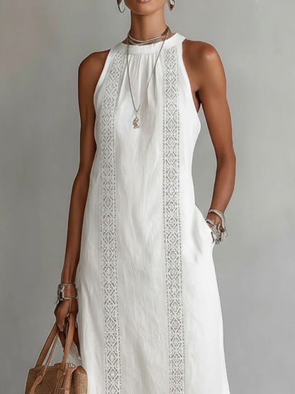 Jimena | Robe midi en lin avec col mao