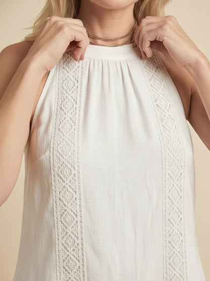 Jimena | Robe midi en lin avec col mao